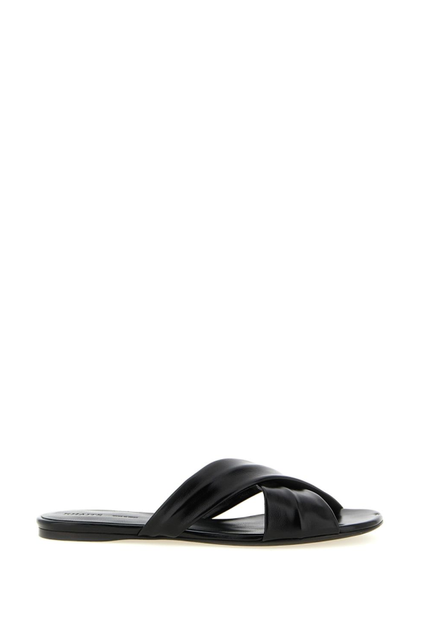khaite Liria Leather Flat Sandals - Black