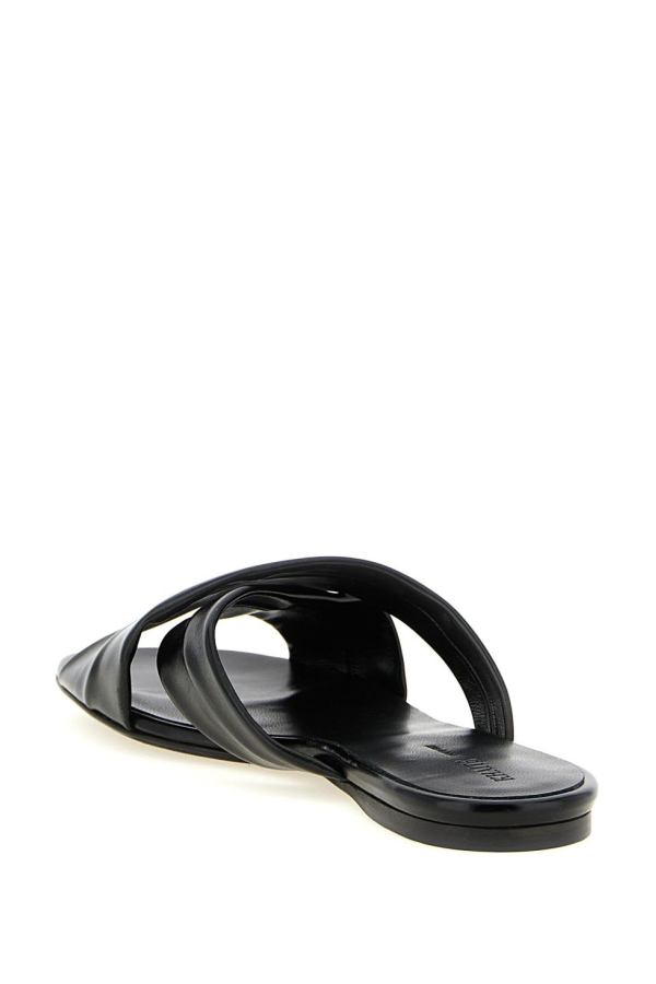 khaite Liria Leather Flat Sandals - Black