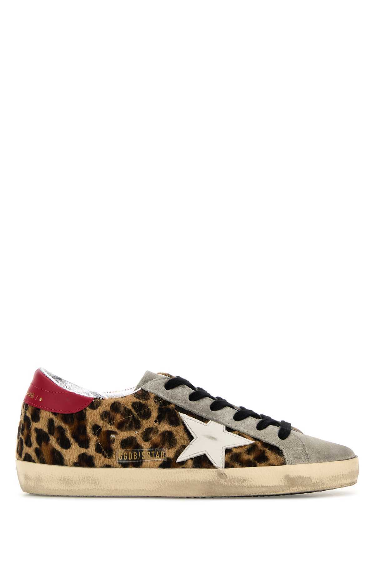 Golden Goose Printed Calf Hair Super-Star Sneakers - LEOPARDWHITERED - Image 1 of 2