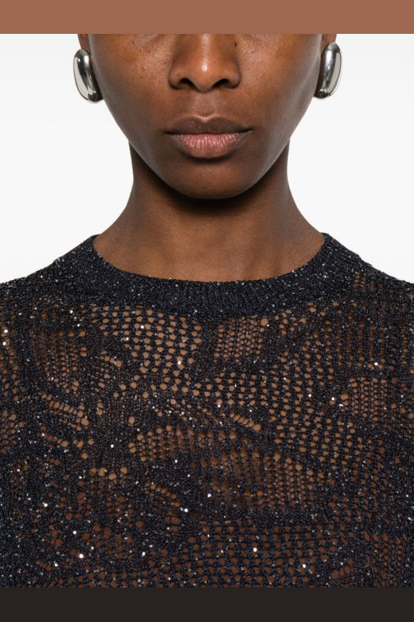 Fabiana Filippi Openwork T-Shirt - Blue