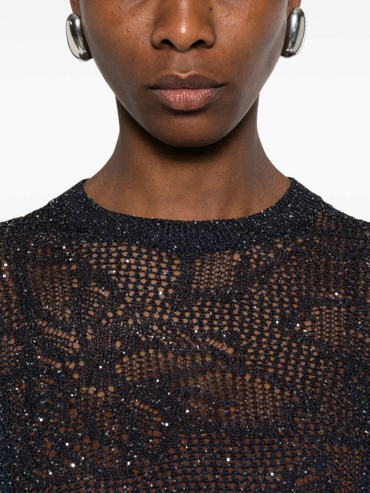 Fabiana Filippi Openwork T-Shirt - Blue - Image 2 of 5