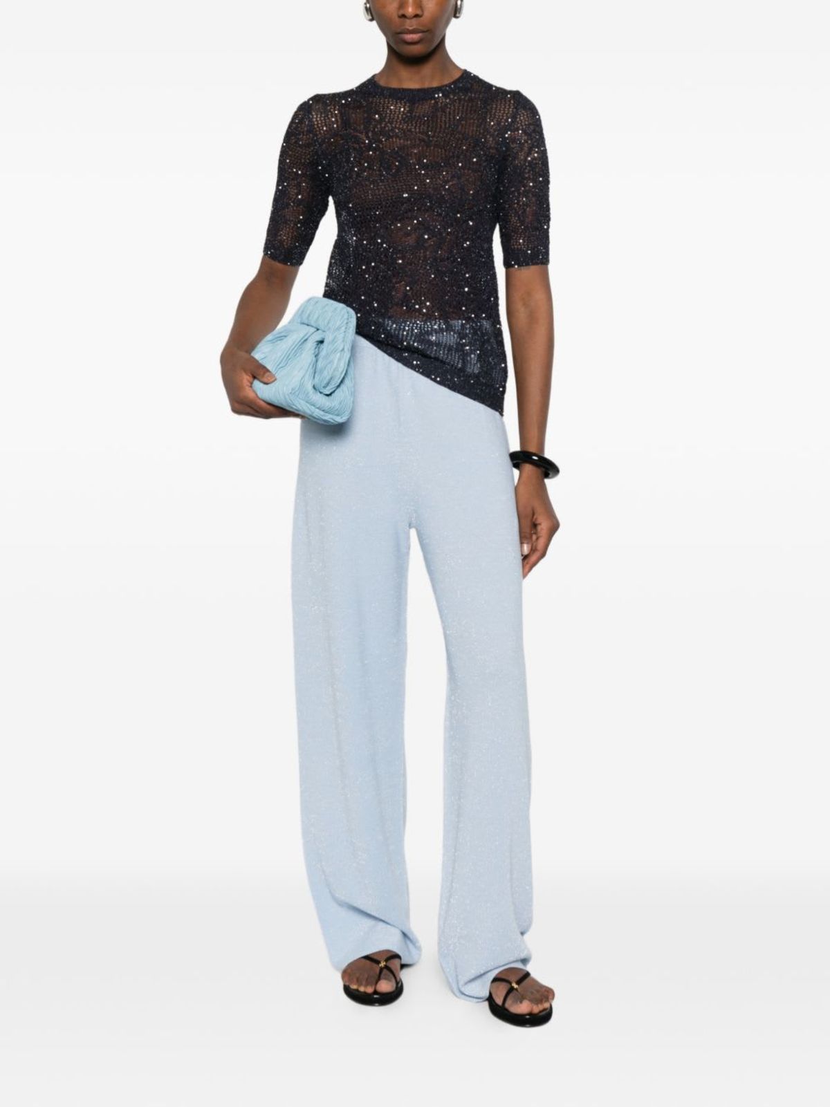 Fabiana Filippi Openwork T-Shirt - Blue - Image 3 of 5