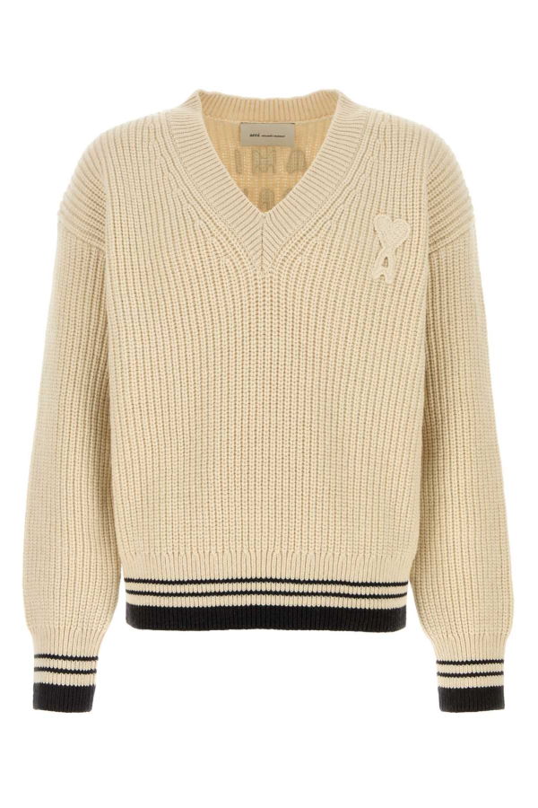 Ami Alexandre Mattiussi Ivory Wool Blend Sweater - Blanc Creme