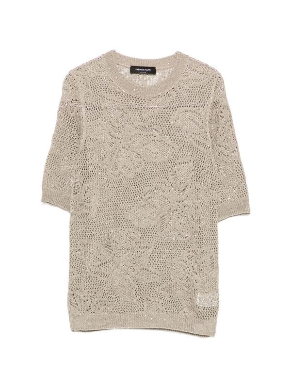 Fabiana Filippi Openwork T-Shirt - Khaki Green
