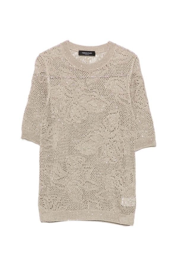 Fabiana Filippi Openwork T-Shirt - Khaki Green