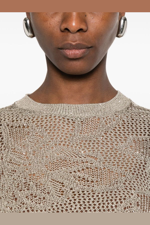 Fabiana Filippi Openwork T-Shirt - Khaki Green