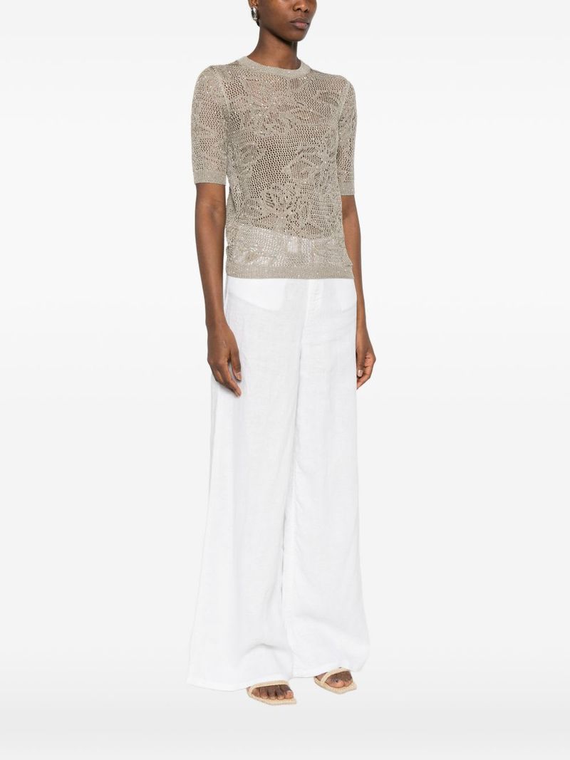 Fabiana Filippi Openwork T-Shirt - Khaki Green