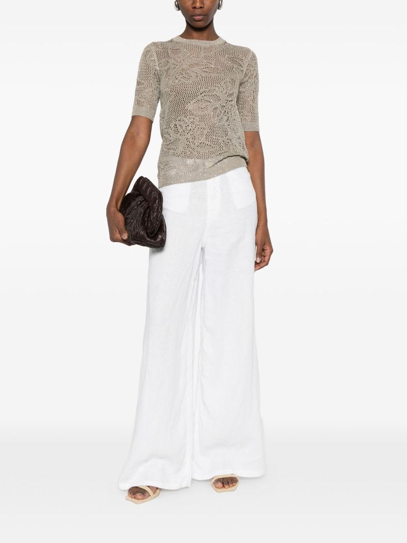 Fabiana Filippi Openwork T-Shirt - Khaki Green