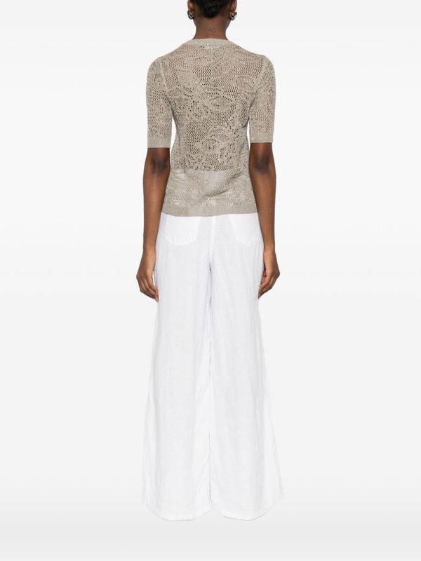 Fabiana Filippi Openwork T-Shirt - Khaki Green