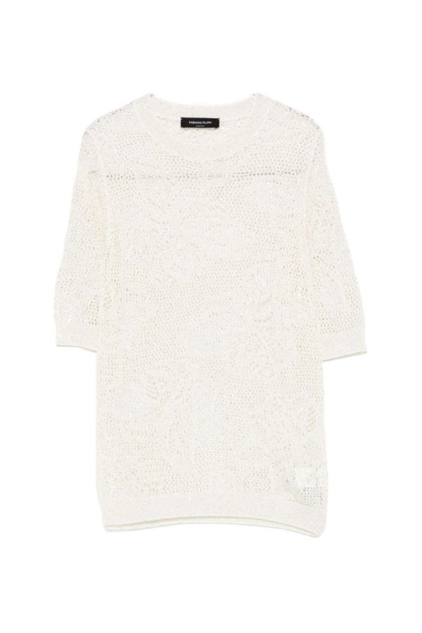 Fabiana Filippi Openwork Crewneck T-Shirt - White