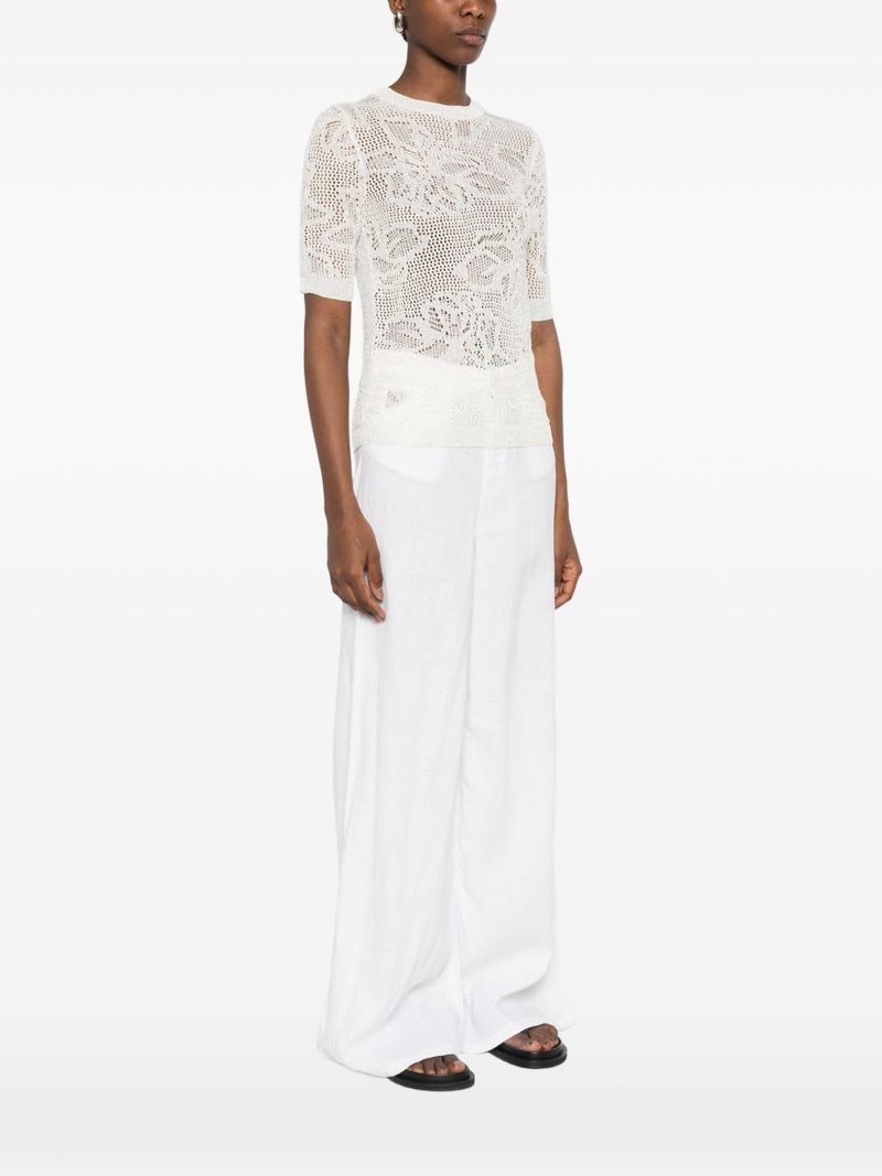 Fabiana Filippi Openwork Crewneck T-Shirt - White