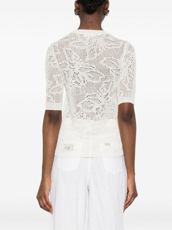 Fabiana Filippi Openwork Crewneck T-Shirt - White
