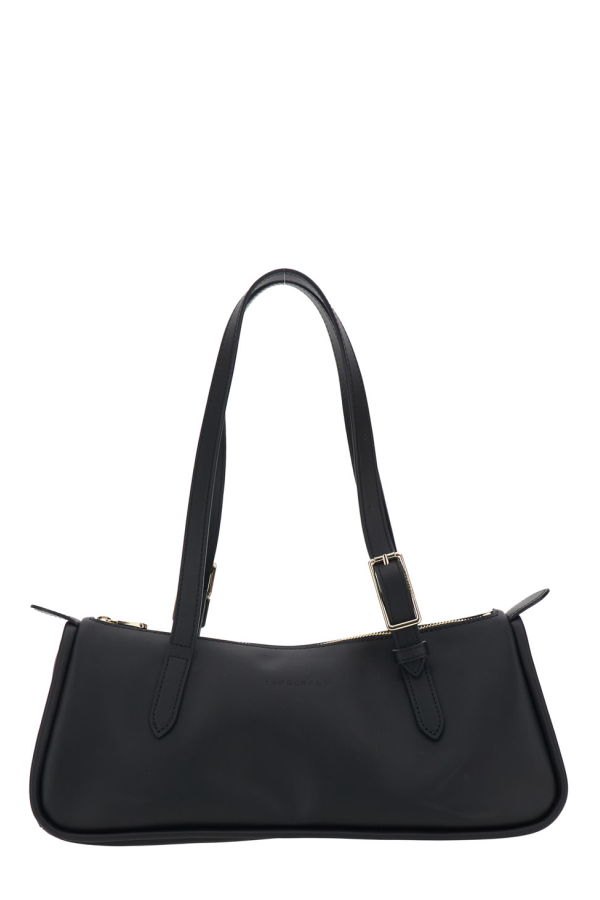 Longchamp Two-Handle Buckled Leather Shoulder Bag - Black