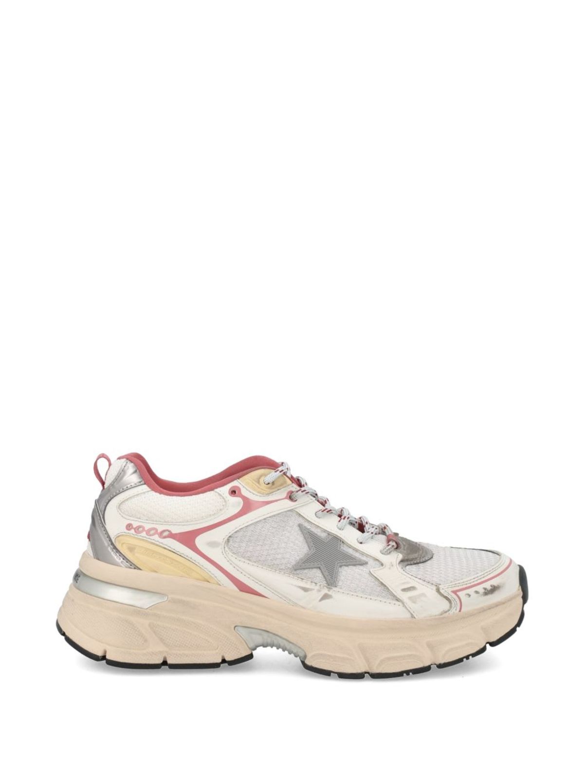 Golden Goose Lightstar Leather Sneakers - Silver - Image 1 of 2