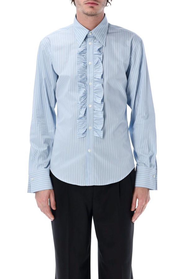 Ami Alexandre Mattiussi Ami Paris Ruffled Stripe Shirt - Azzurro