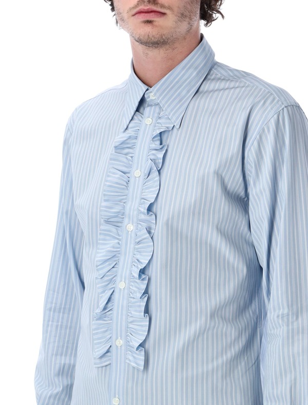 Ami Alexandre Mattiussi Ami Paris Ruffled Stripe Shirt - Azzurro