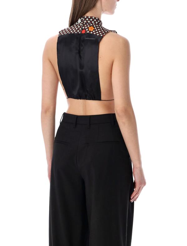 MM6 Maison Margiela Sleeveless Flower Top - Black Floral