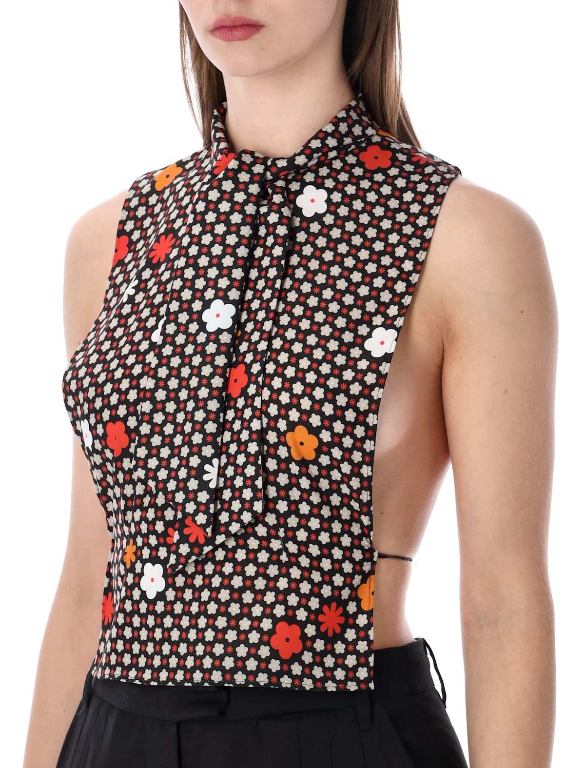 MM6 Maison Margiela Sleeveless Flower Top - Black Floral - Image 3 of 3