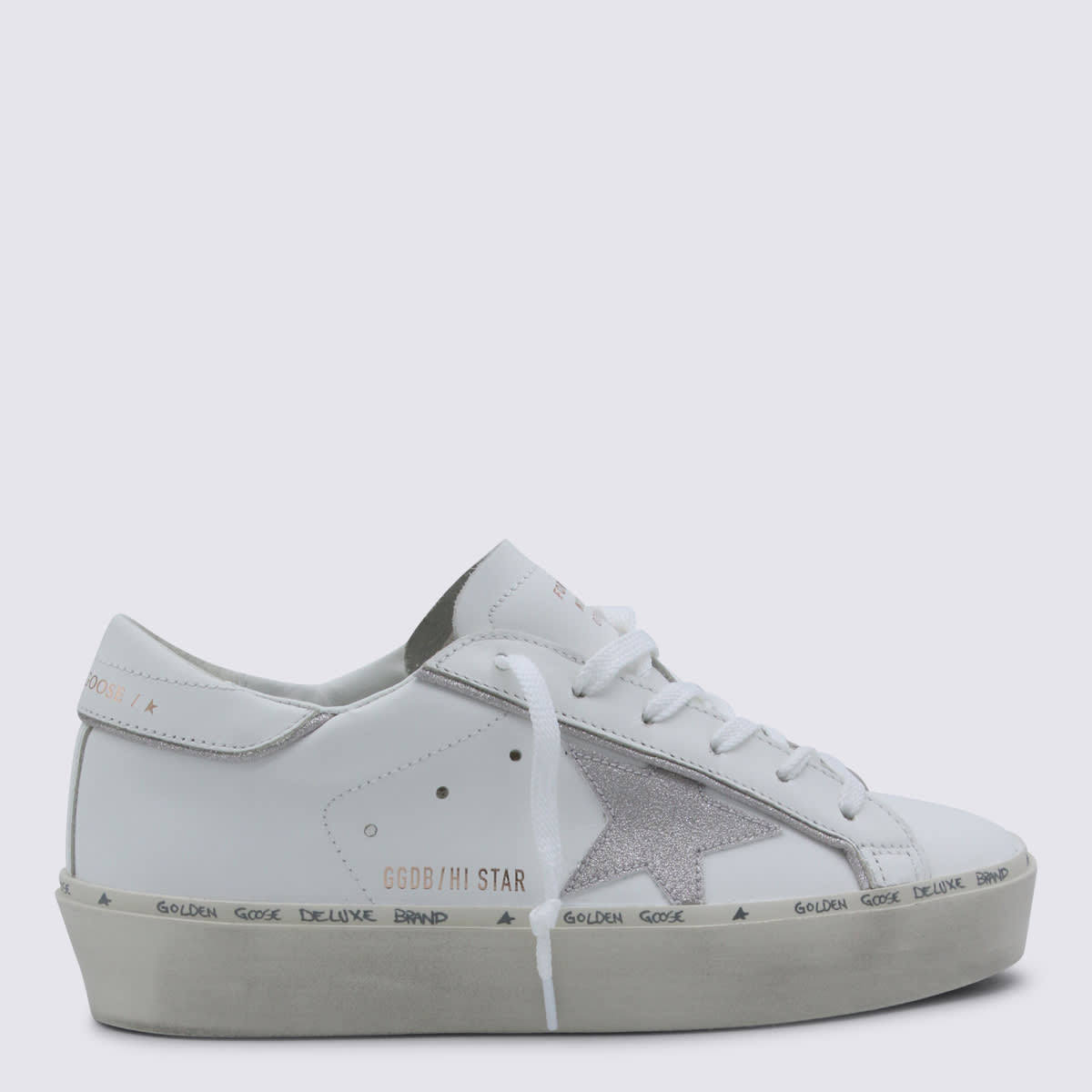 Golden Goose White Leather Sneakers - White/Platinum - Image 1 of 4
