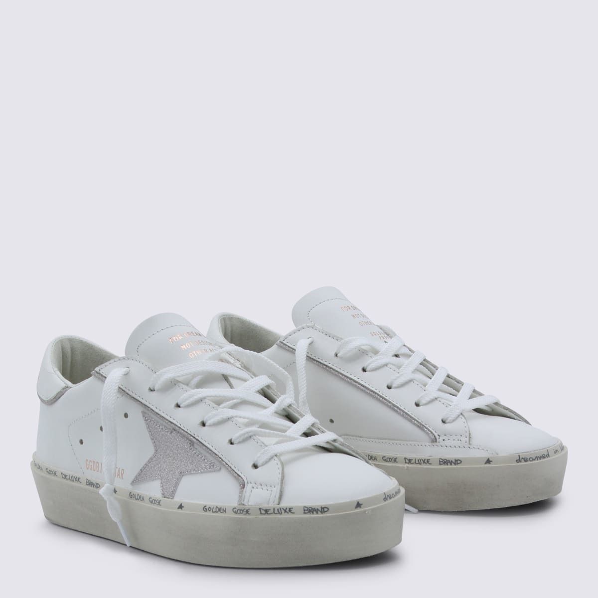 Golden Goose White Leather Sneakers - White/Platinum - Image 2 of 4