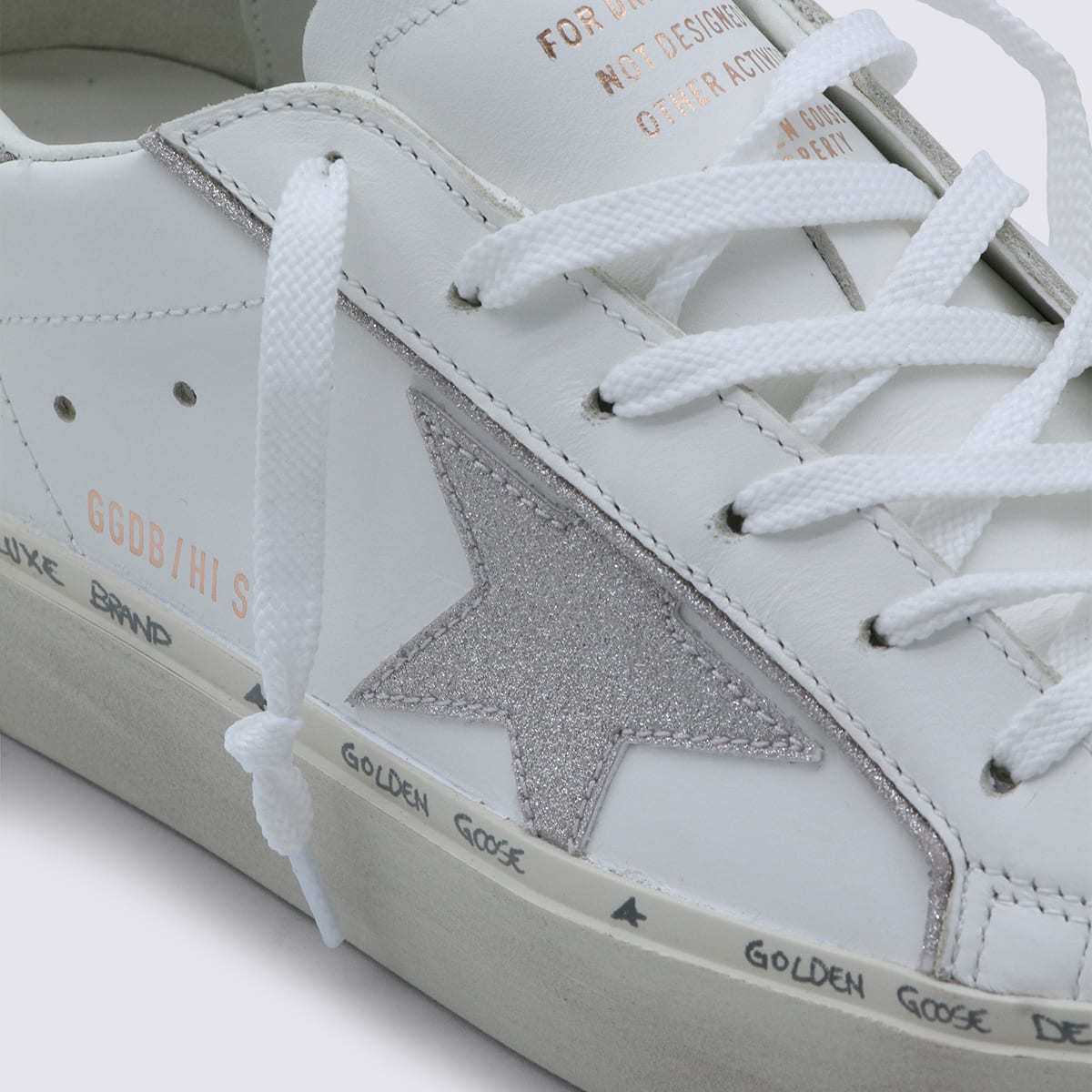 Golden Goose White Leather Sneakers - White/Platinum - Image 4 of 4