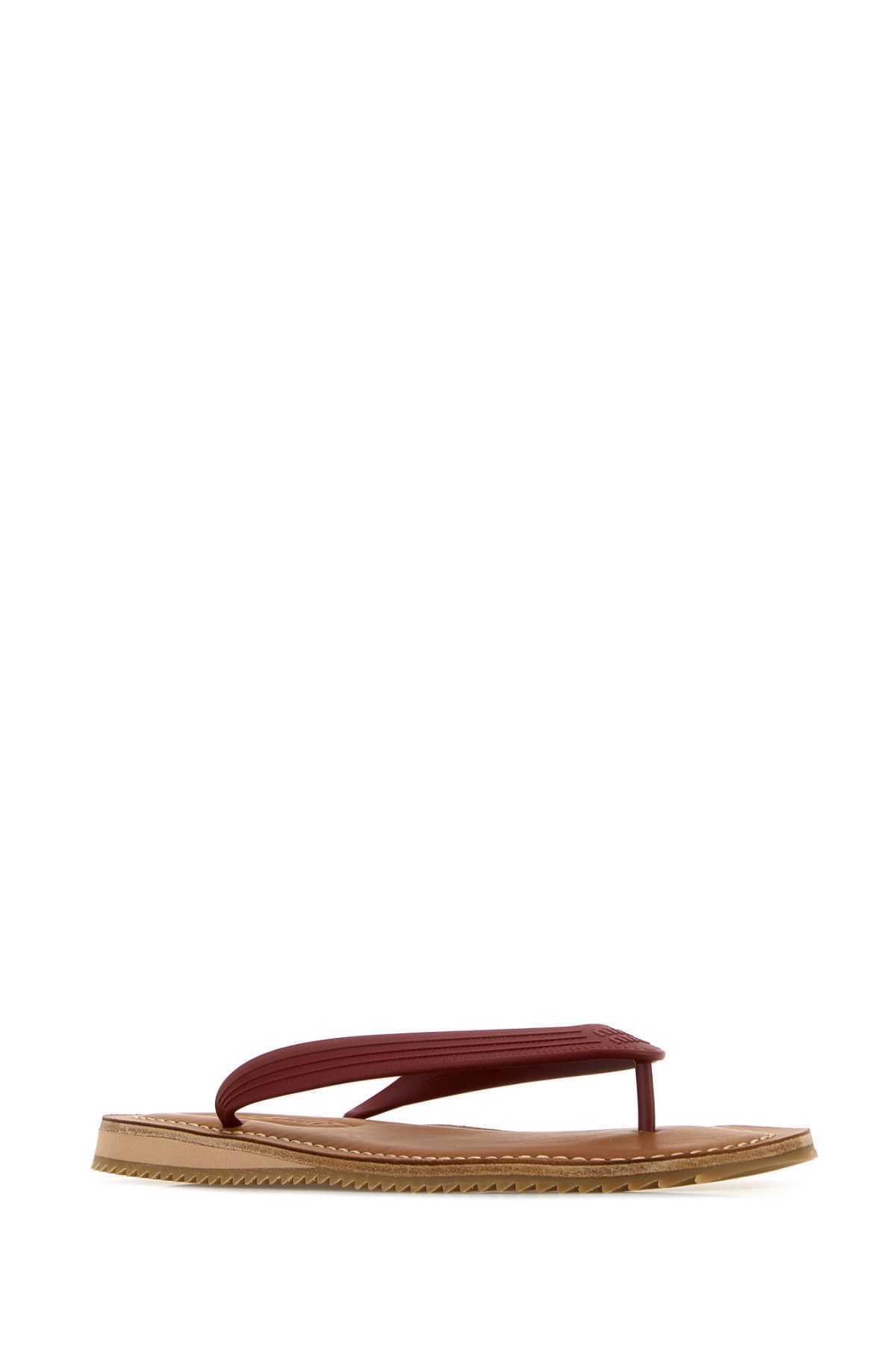 MIU MIU Red Rubber Thong Slippers - Amaranto - Image 2 of 2