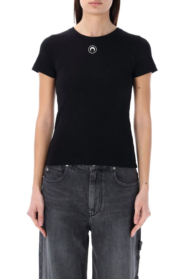 MARINE SERRE Cotton Baby T-Shirt - Black