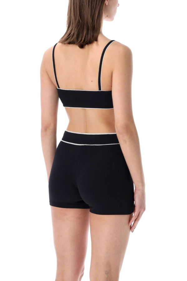 MARINE SERRE Ribbed Fine Strap Bra - Black