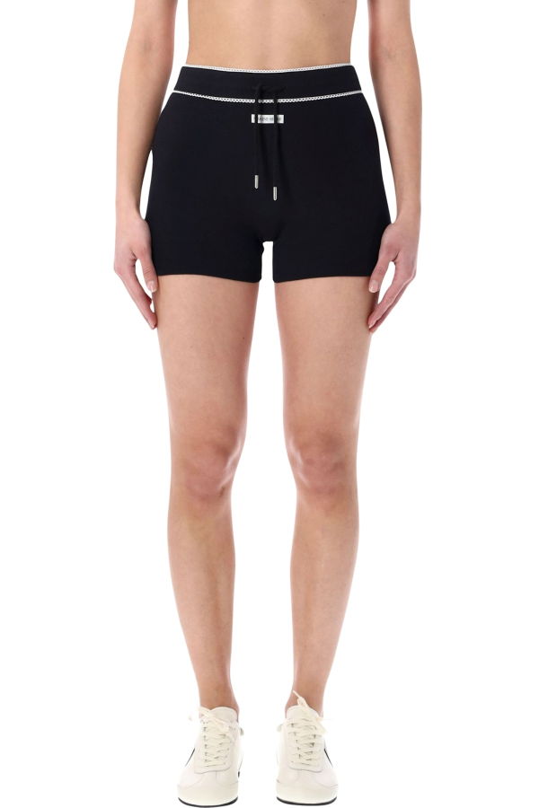 MARINE SERRE Ribbed Drawstring Shorts - Black