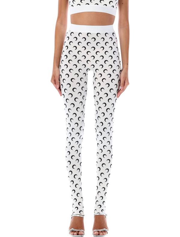 MARINE SERRE All-Over Moon Print Leggings - White/Black Moon