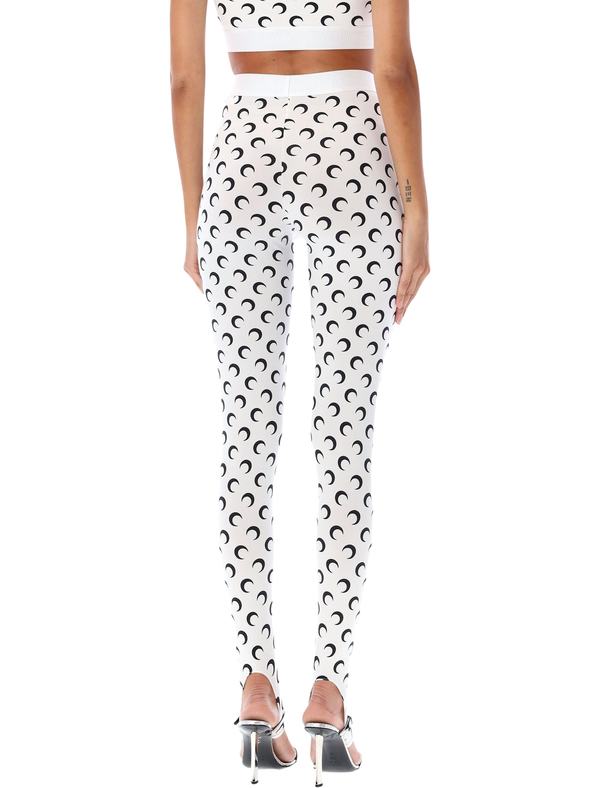 MARINE SERRE All-Over Moon Print Leggings - White/Black Moon