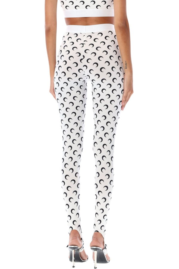 MARINE SERRE All-Over Moon Print Leggings - White/Black Moon