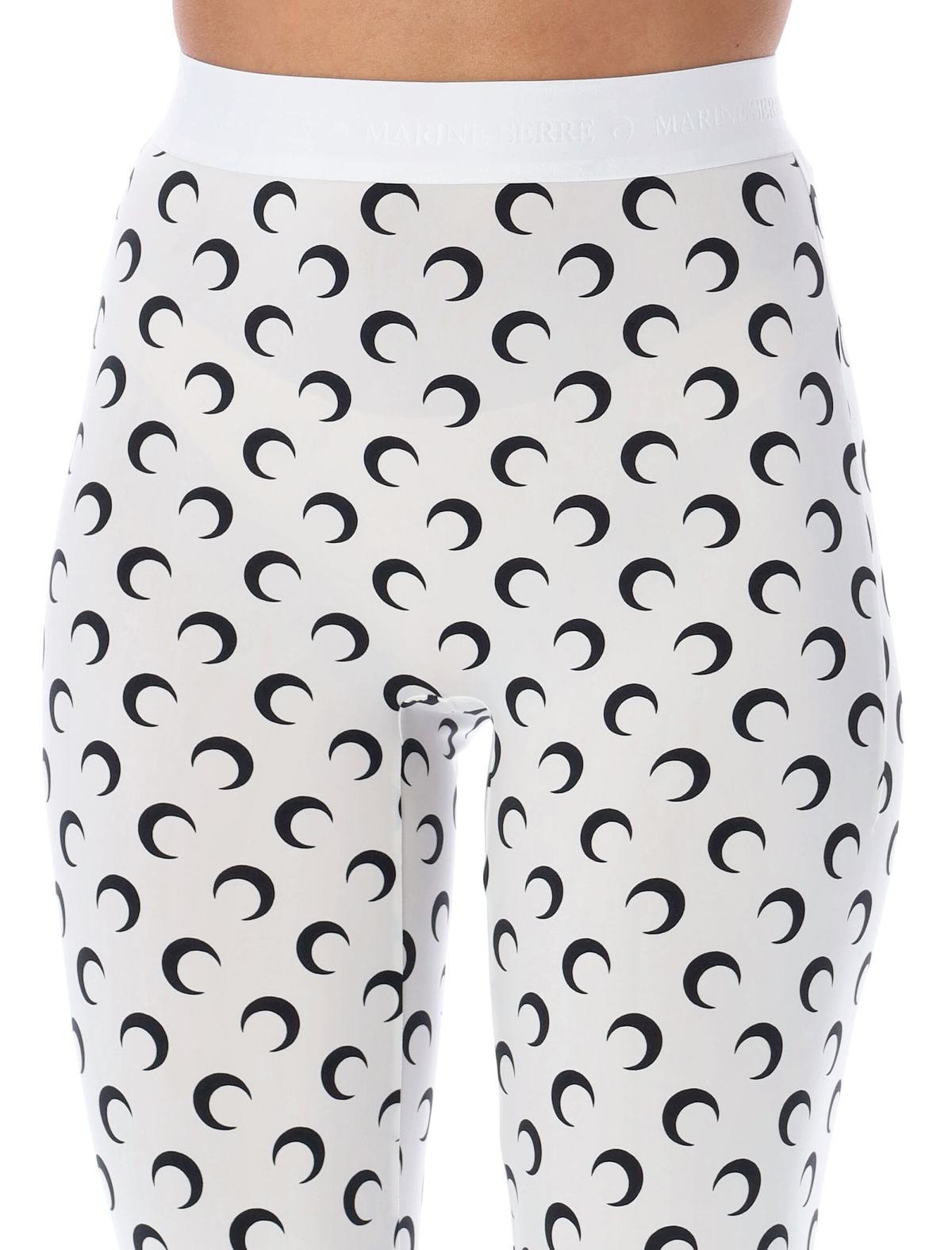 MARINE SERRE All-Over Moon Print Leggings - White/Black Moon - Image 3 of 3