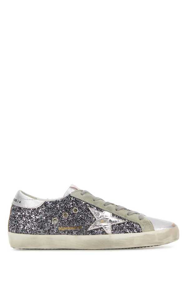 Golden Goose Embellished Leather Super Star Classic Sneakers - GREYSILVER