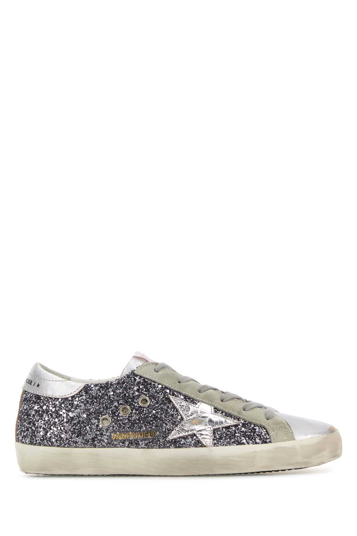 Golden Goose Embellished Leather Super Star Classic Sneakers - GREYSILVER - Image 1 of 2