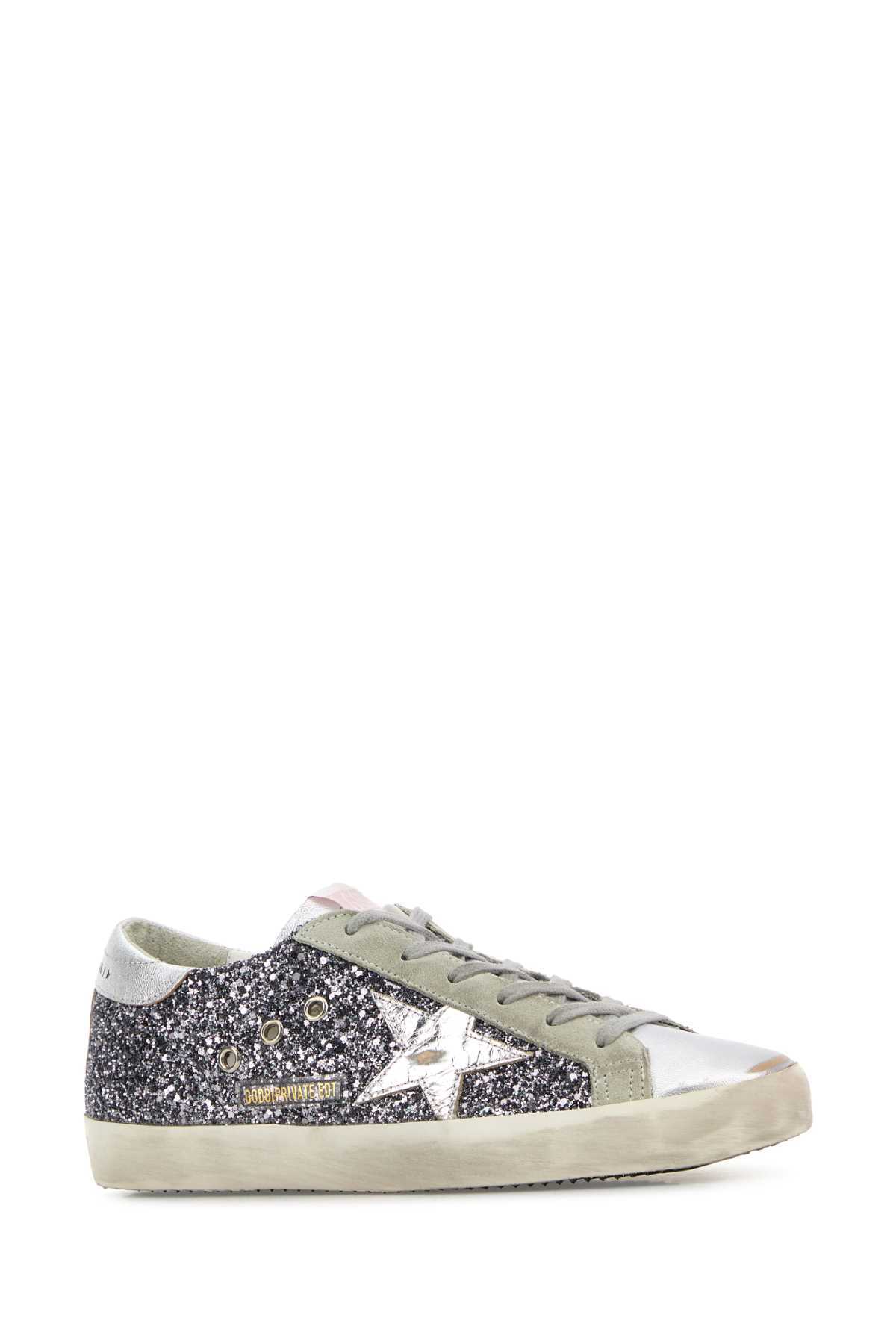 Golden Goose Embellished Leather Super Star Classic Sneakers - GREYSILVER - Image 2 of 2
