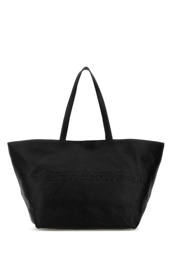 ALEXANDER WANG Black Leather Punch Shopping Bag Tote - Black