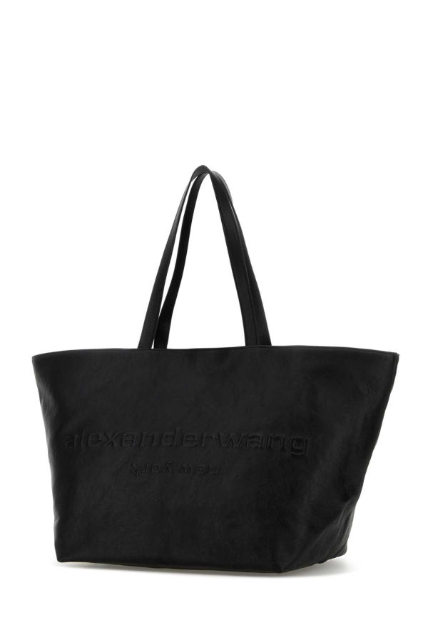 ALEXANDER WANG Black Leather Punch Shopping Bag Tote - Black
