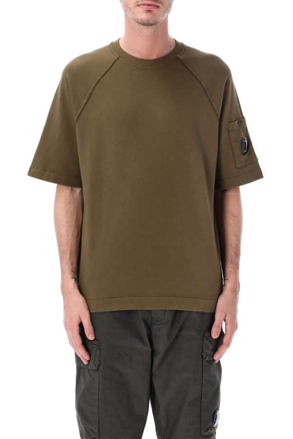 C.P. Company Short Sleeve Light Fleece Sweatshirt - Olive
