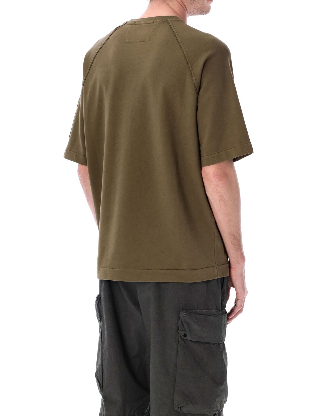 C.P. Company Short Sleeve Light Fleece Sweatshirt - Olive - Image 2 of 3