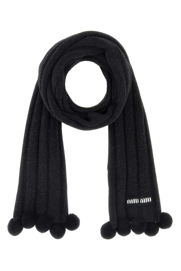 MIU MIU Charcoal Wool Blend Scarf - Antracite