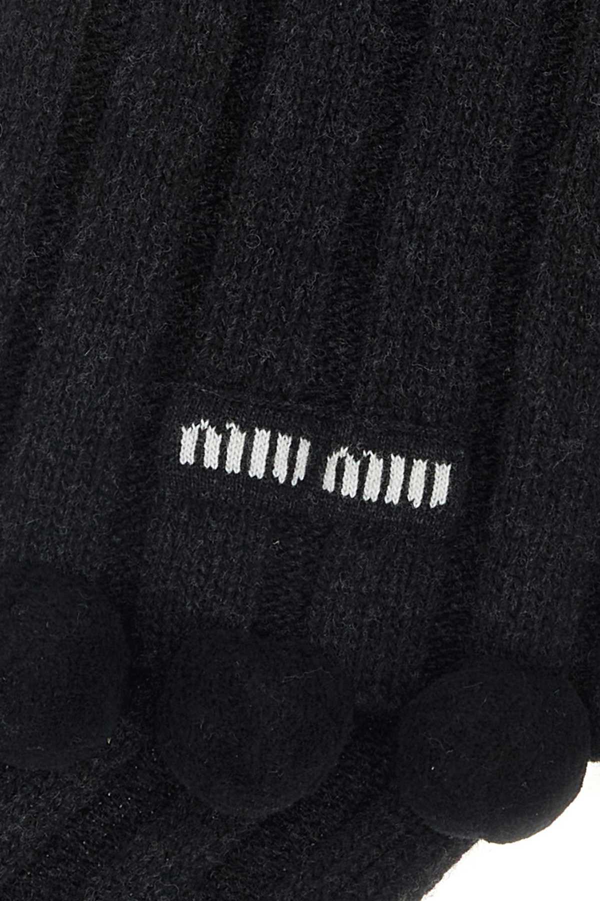 MIU MIU Charcoal Wool Blend Scarf - Antracite - Image 2 of 2