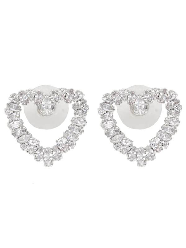 Self-Portrait Crystal Heart Earrings - Silver Self-Portrait Crystal Heart Earrings - Silver