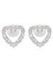 Self-Portrait Crystal Heart Earrings - Silver - Thumbnail 1
