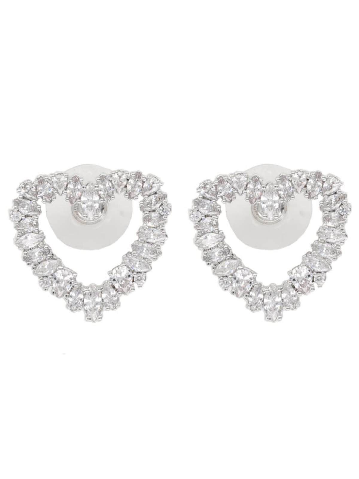 Self-Portrait Crystal Heart Earrings - Silver - Image 1 of 2