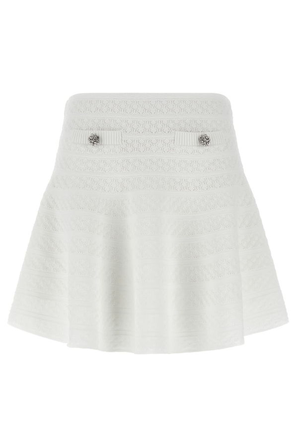 Self-Portrait Pointelle Knit Skirt - White