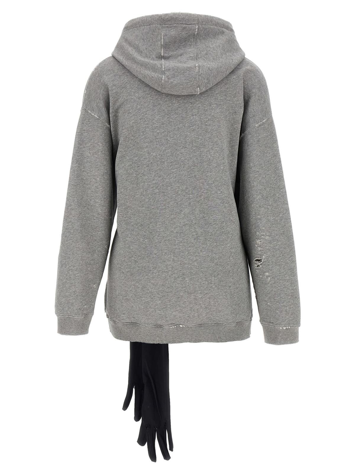 MM6 Maison Margiela Hoodie Dress With Gloves - Gray - Image 3 of 5