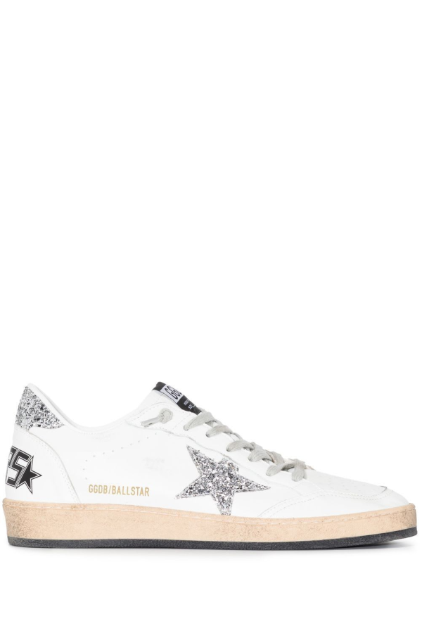 Golden Goose Ball Star Leather Sneakers - Silver