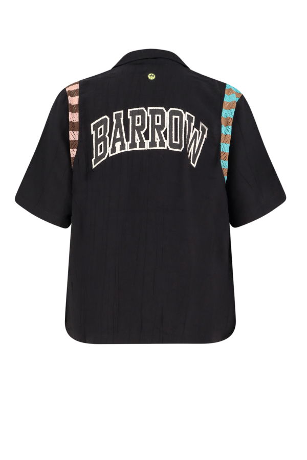 Barrow Viscose Blend Shirt with Frontal Logo Print Shirt - Black