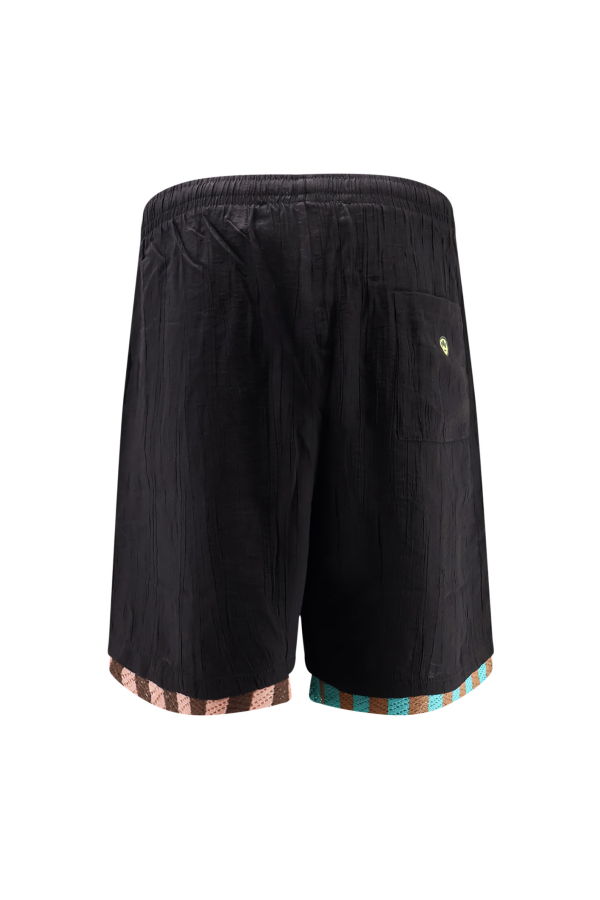 Barrow Viscose Blend Bermuda Shorts With Logo Print - Black